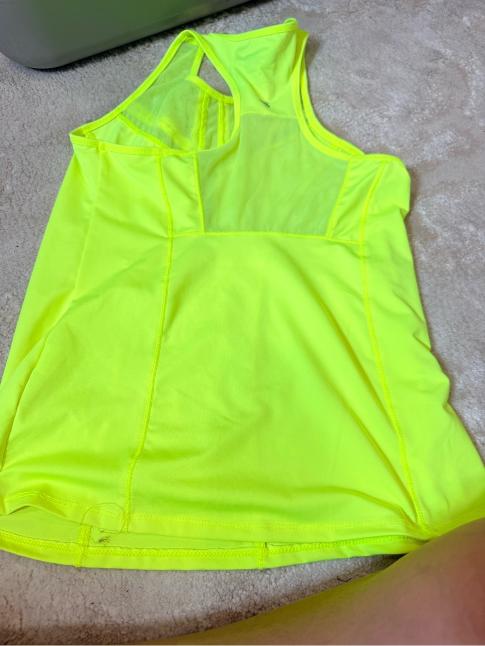 Neon Lime Racerback Mesh-Insert Workout Tank - Picture 2 of 2